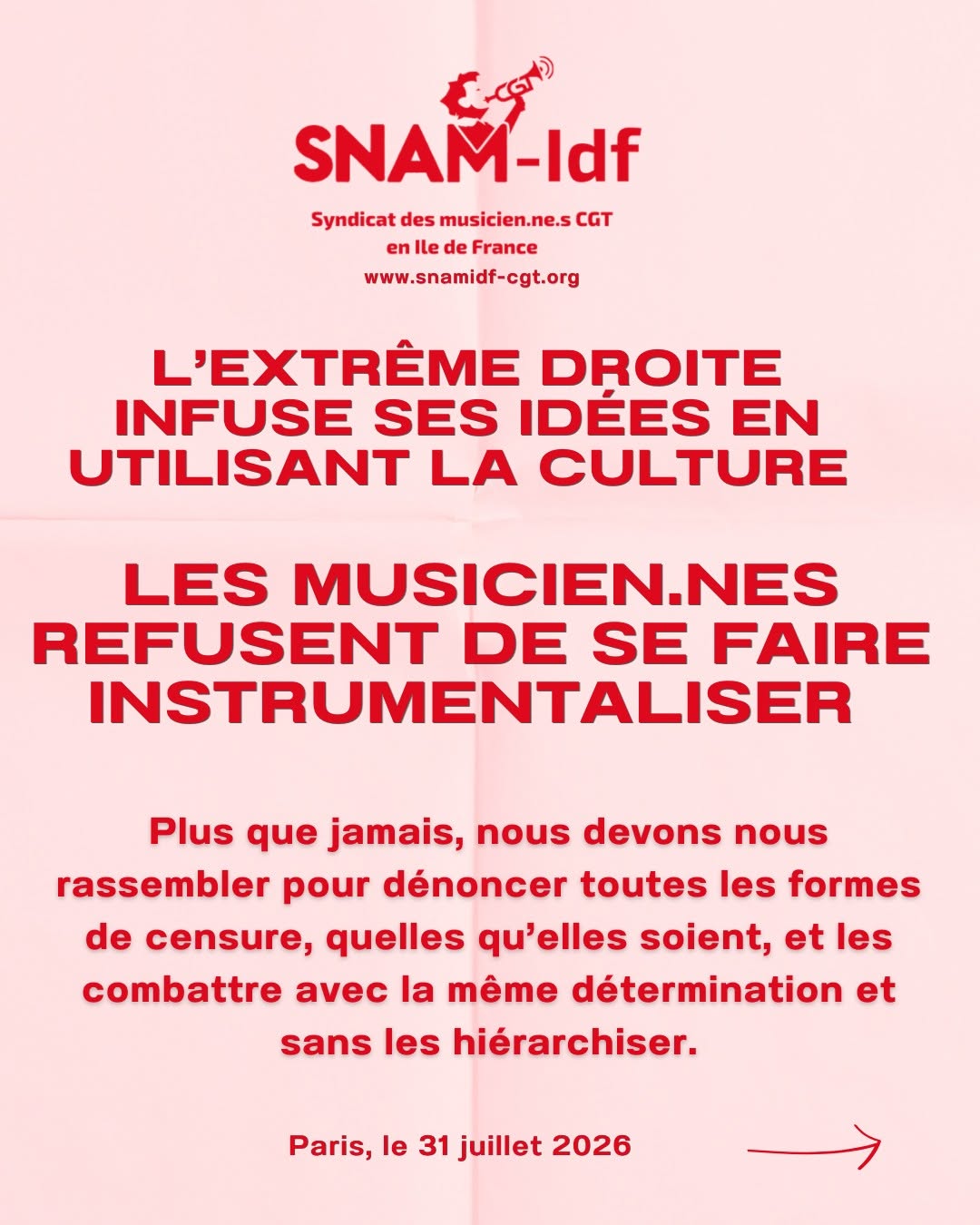Lire la suite à propos de l’article L&rsquo;extrême droite infuse ses idées en utilisant la Culture – Les Musicien.nes refusent de se faire instrumentaliser